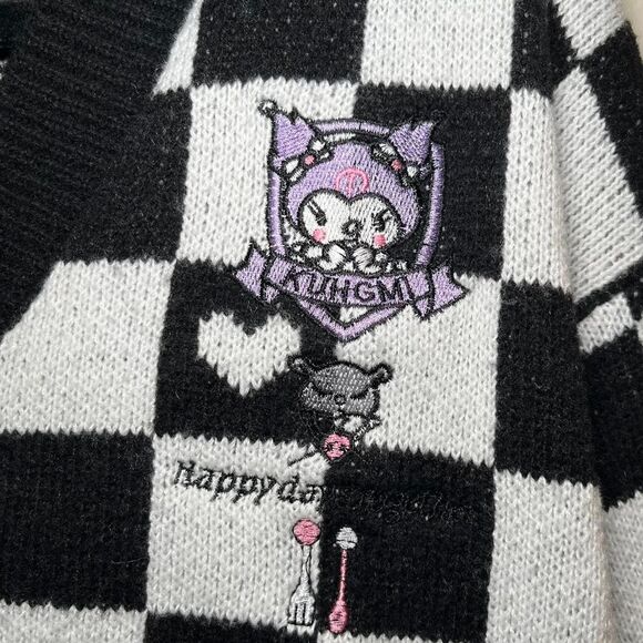 Kuromi Checkered Cardigan Black and White - Picture 2 of 3